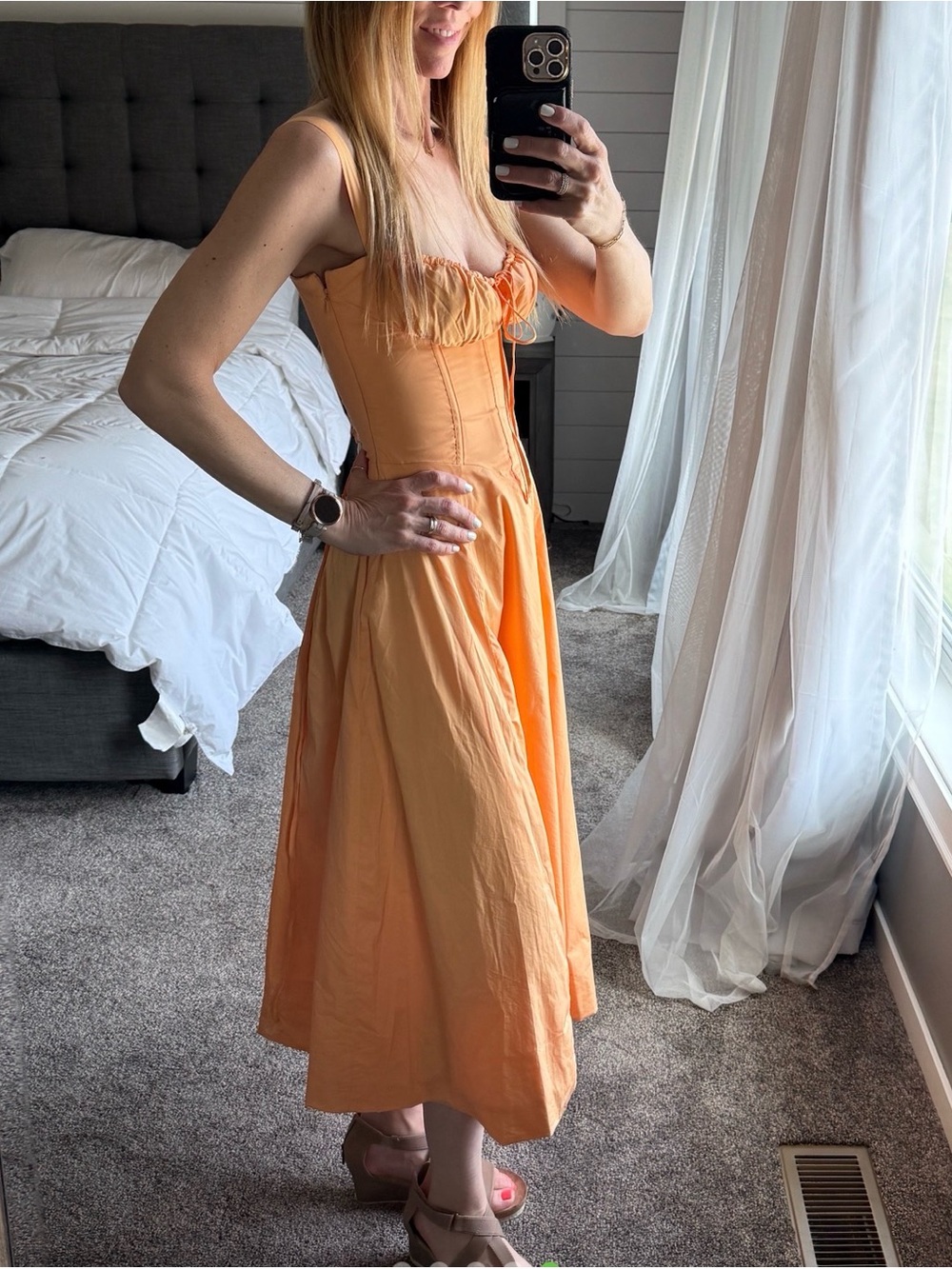 NWOT - HOUSE OF CB 'Carmen' Tangerine Bustier Sundress - Picture 5 of 5